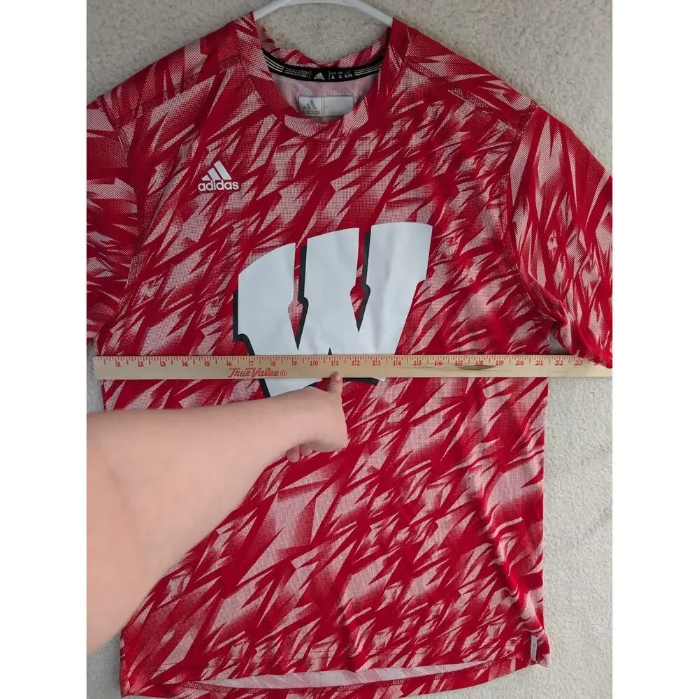 Wisconsin Badgers Adidas Shirt Mens XL Red Climalite Performance Training Soccer